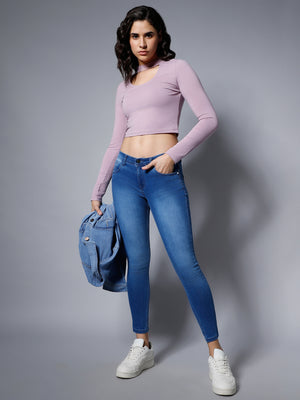 Women Blue Slim Fit Mid-Rise Clean Look Stretchable Jeans