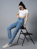 Women Straight Fit High-Rise Clean Look Light Fade Cotton Jeans