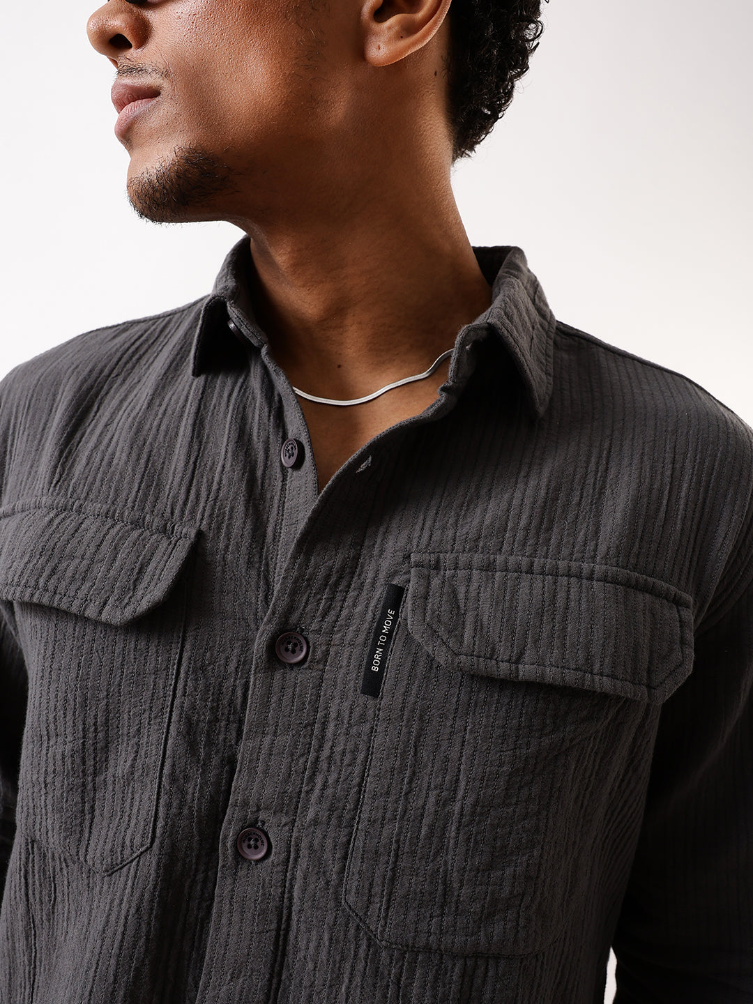 Hubberholme Textured Spread Collar Casual Shirt