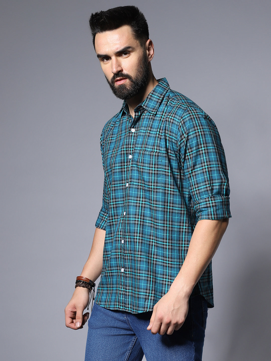 Tartan Checked Cotton Casual Shirt