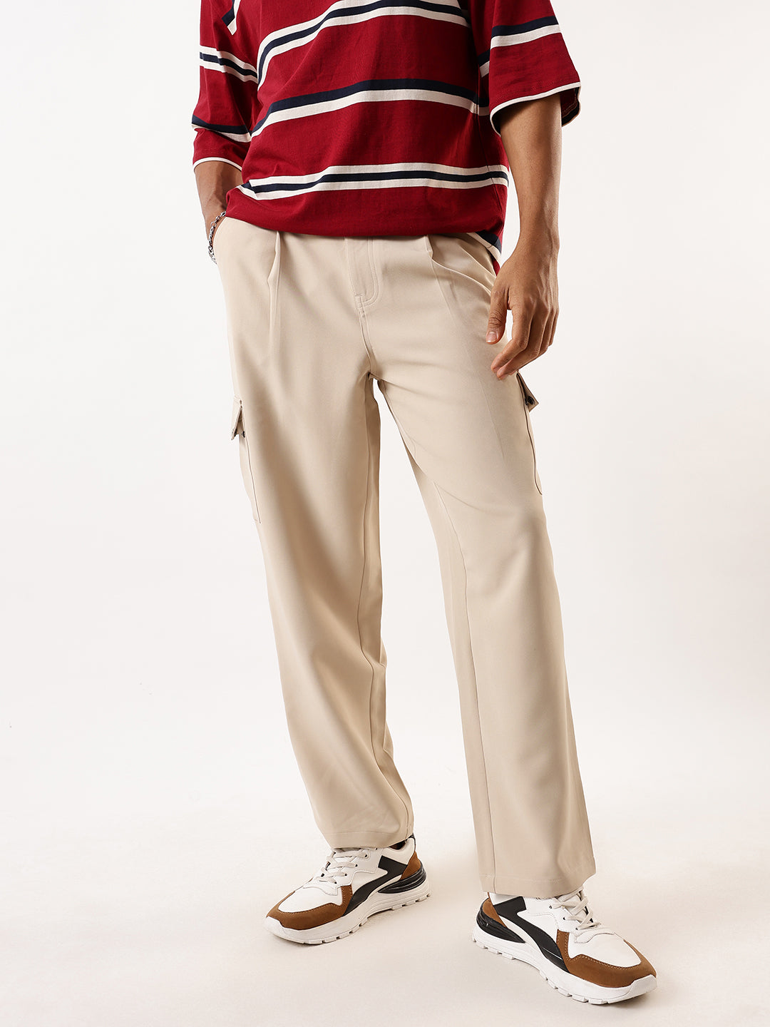 High Star Men Relaxed Easy Wash Pleated Korean Trousers