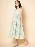 Printed Tiered Pure Cotton A-Line Midi Dress