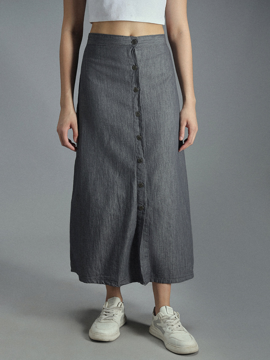 Women regular fit cotton solid Maxi skirt