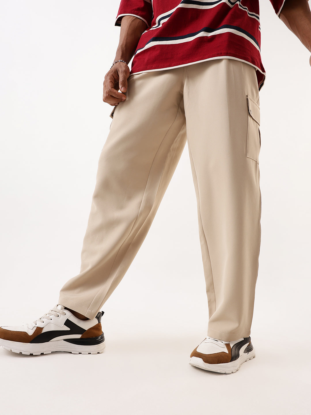 High Star Men Relaxed Easy Wash Pleated Korean Trousers