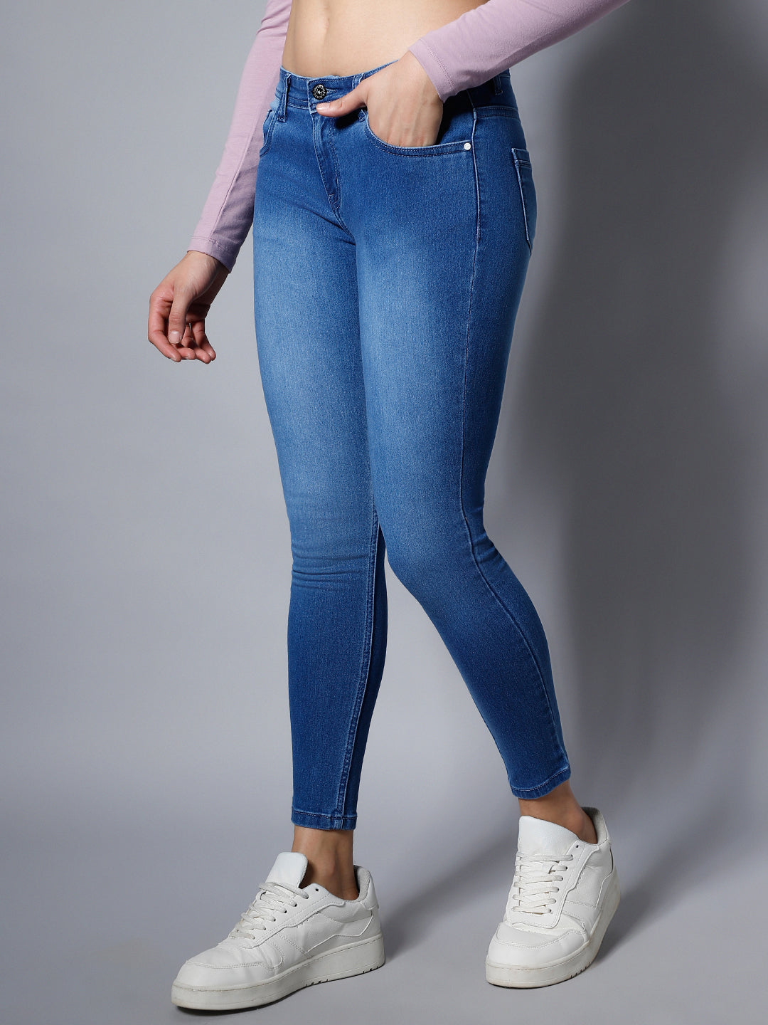 Women Blue Slim Fit Mid-Rise Clean Look Stretchable Jeans