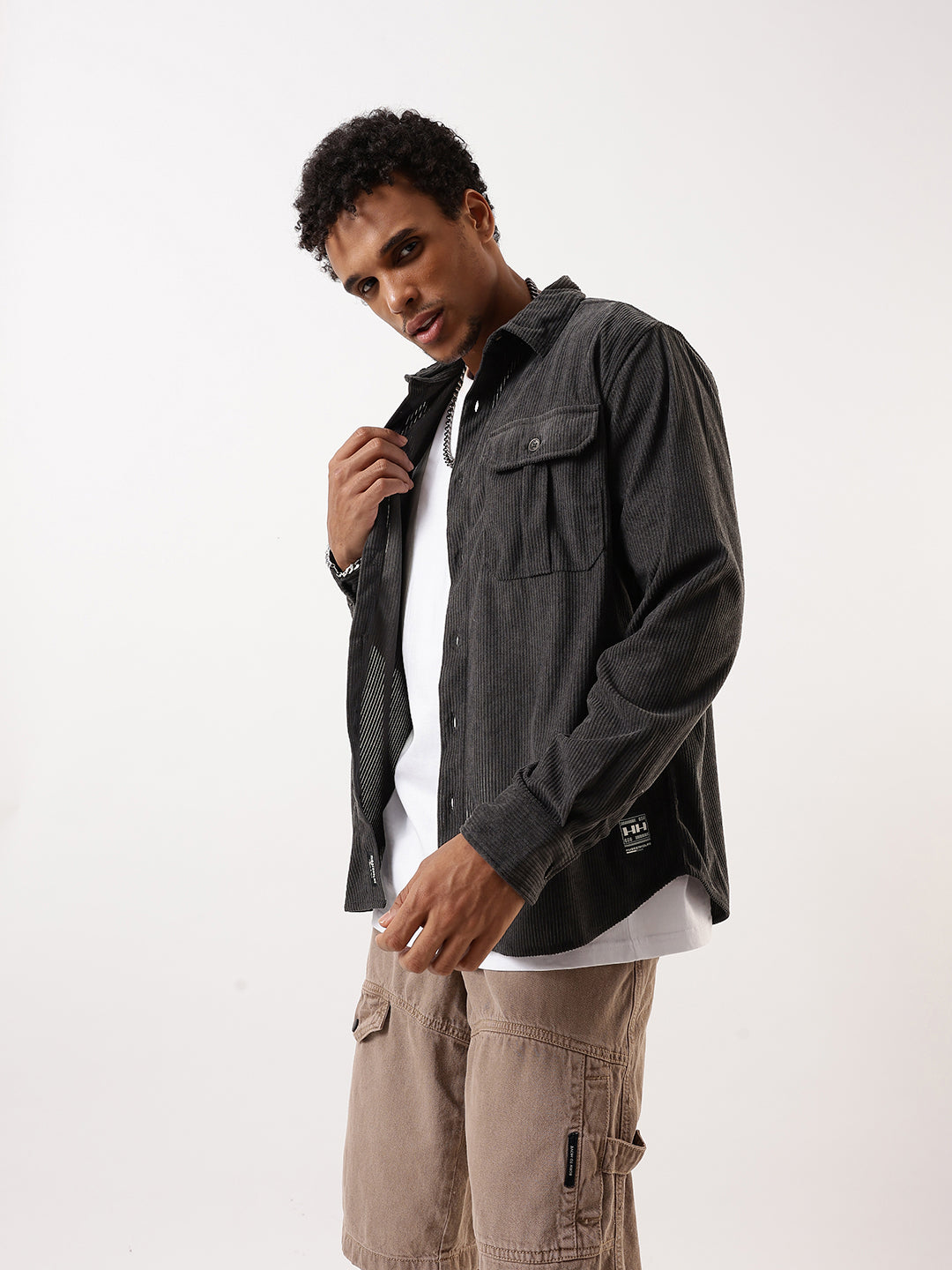 Hubberholme Ribbed Corduroy Spread Collar Casual Shirt