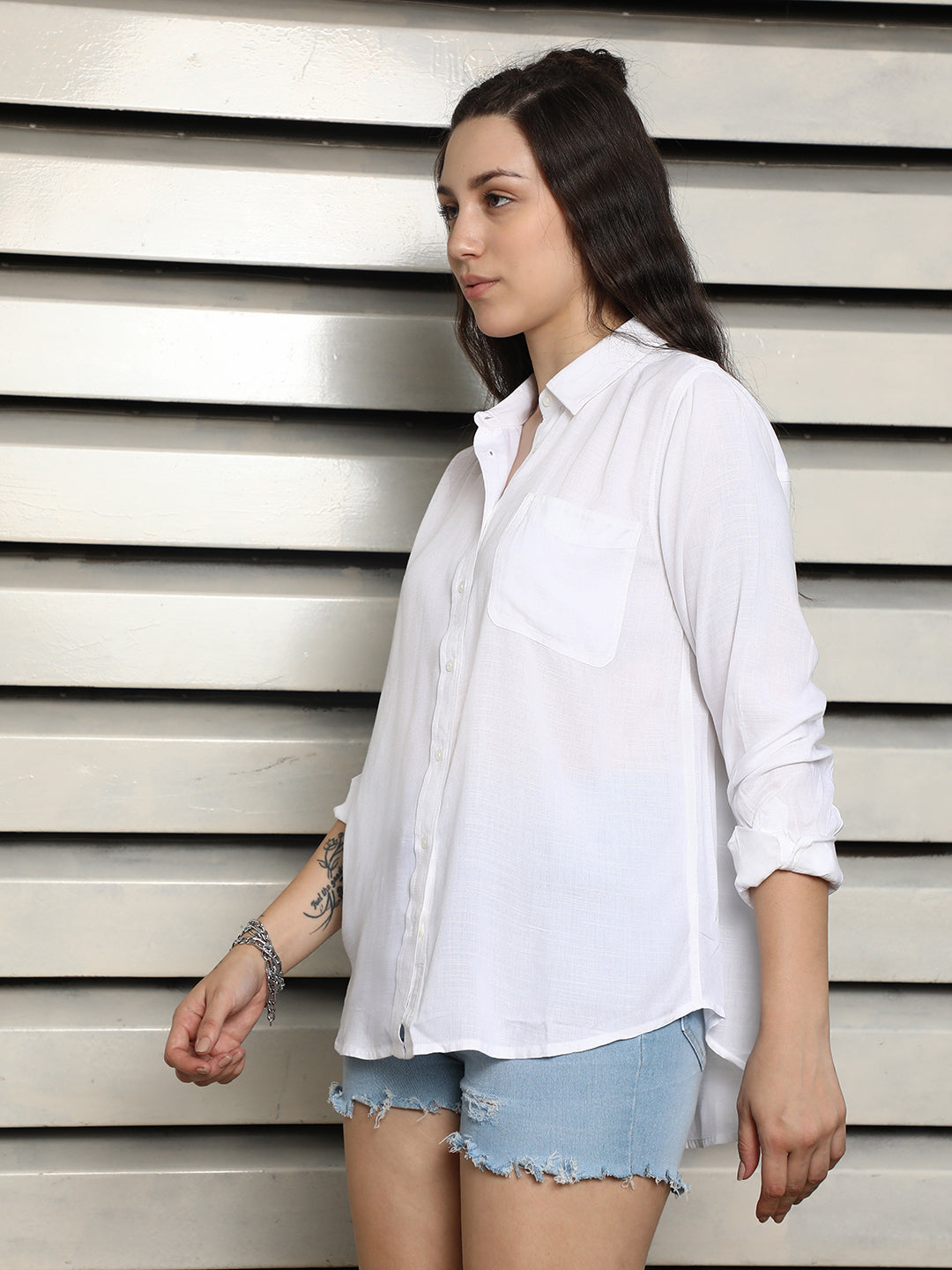 Classic Spread Collar Cotton Oversized Casual Shirt
