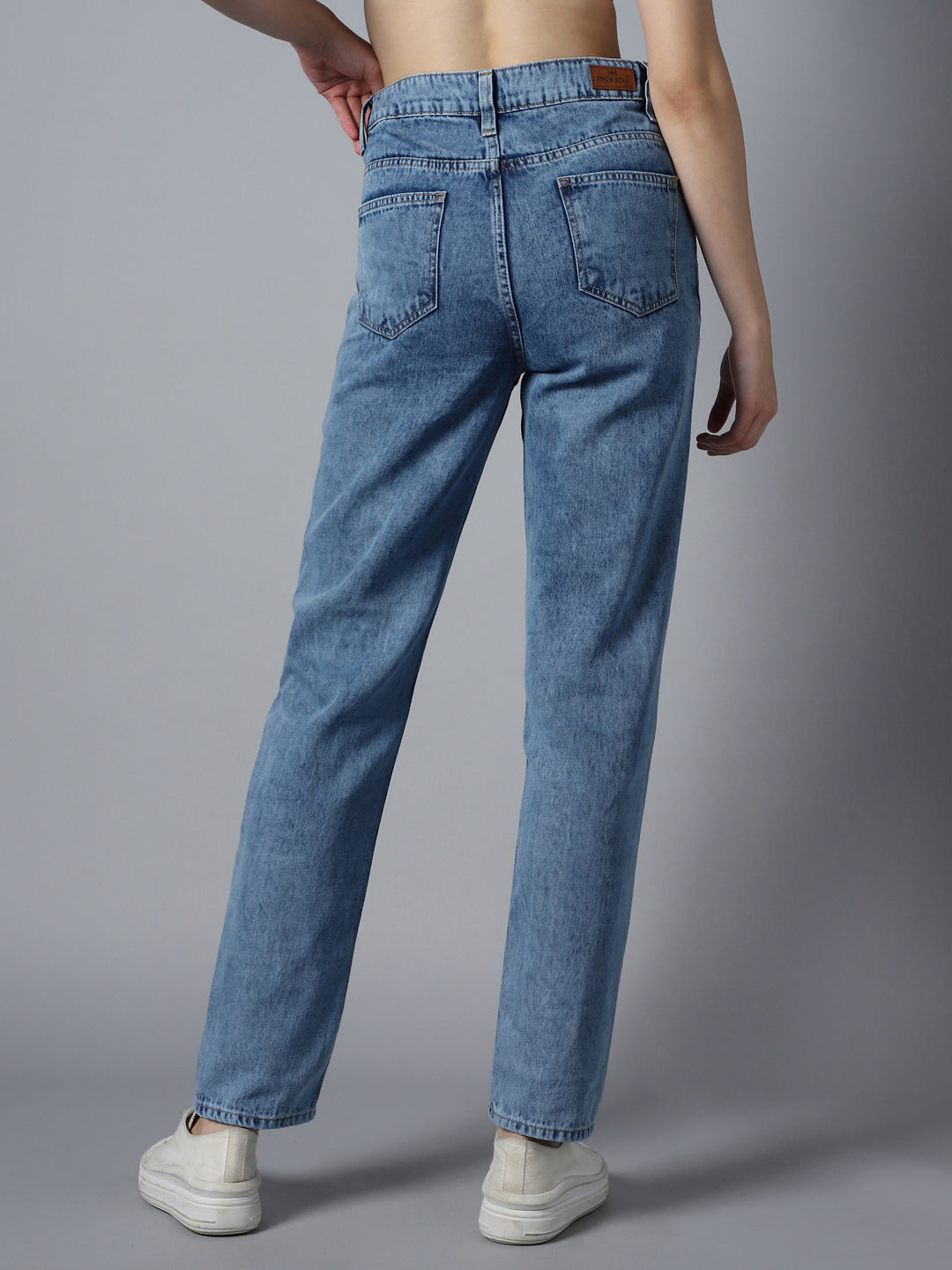 Women Straight Fit High-Rise Clean Look Light Fade Cotton Jeans