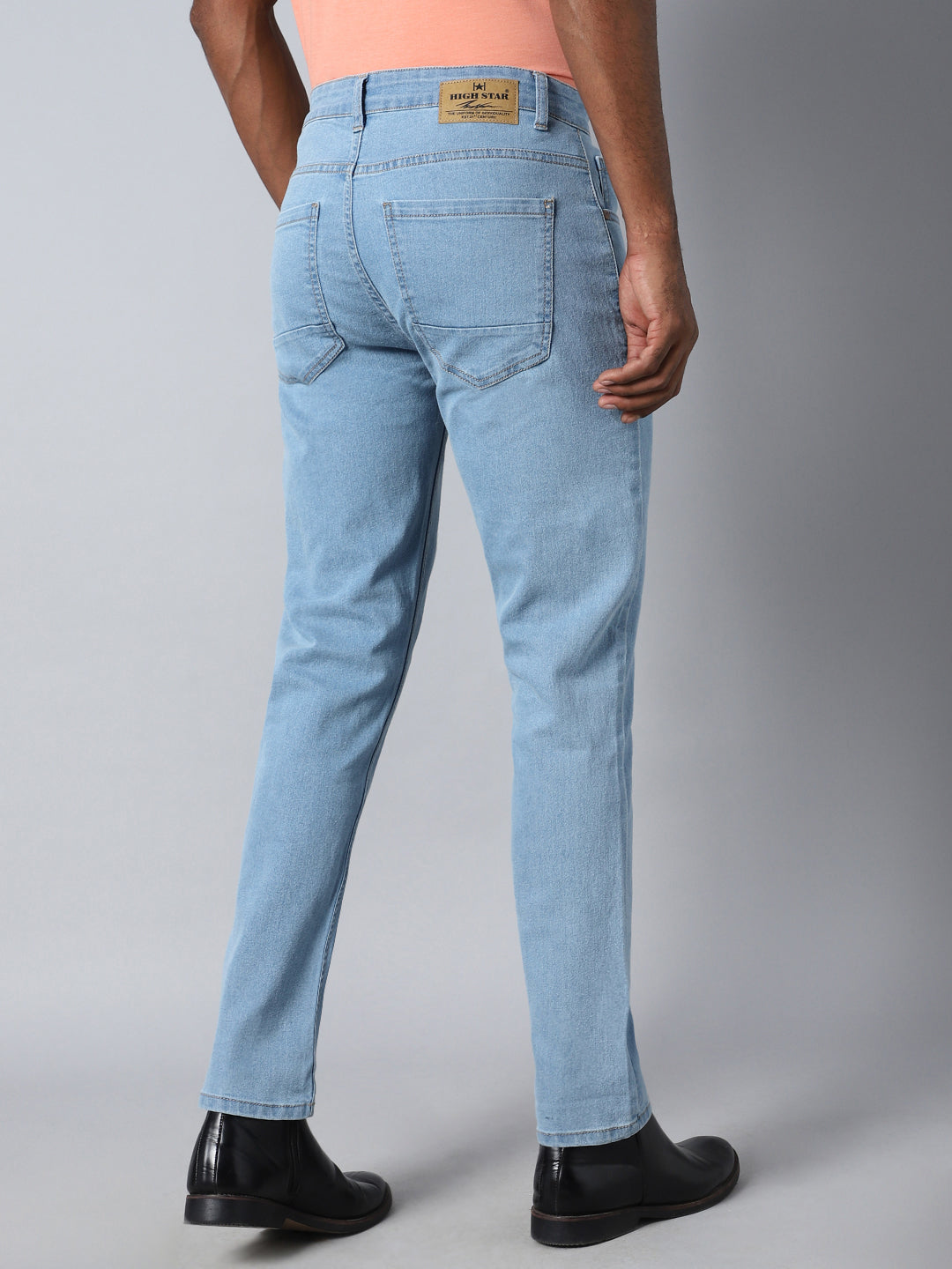 Men Blue Straight Fit Low Distress Stretchable Jeans