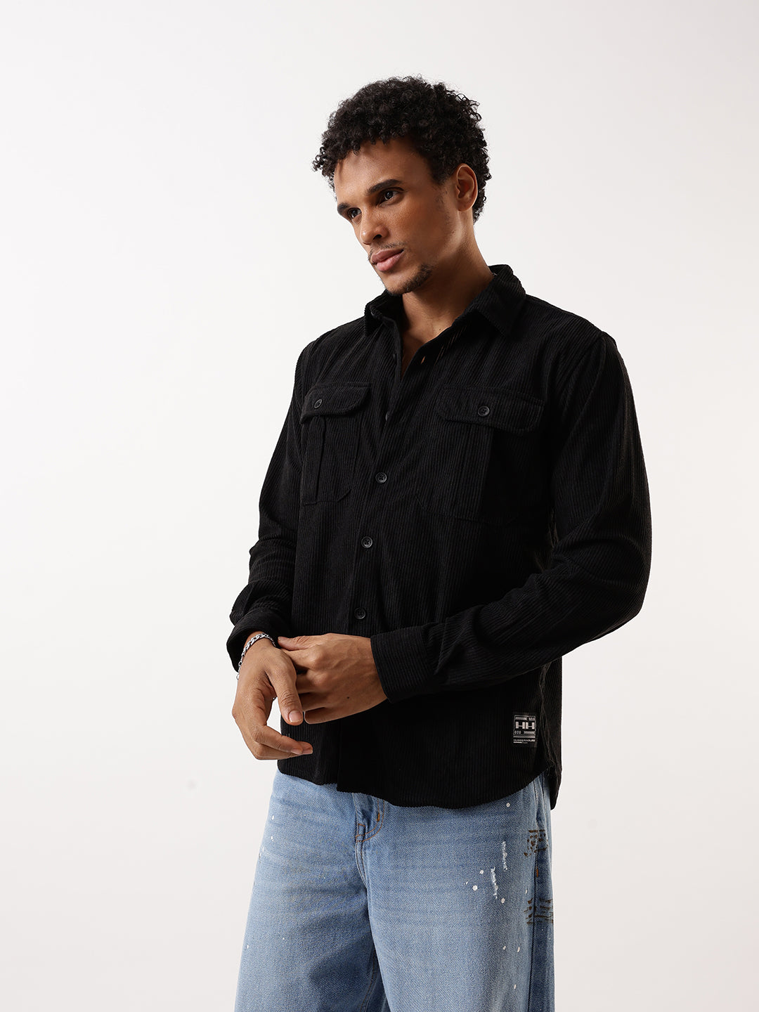 Hubberholme Ribbed Corduroy Spread Collar Casual Shirt