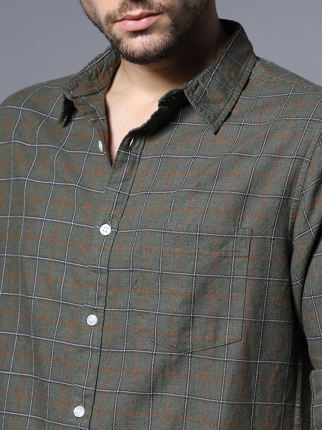 Classic Windowpane Checks Pure Cotton Casual Shirt