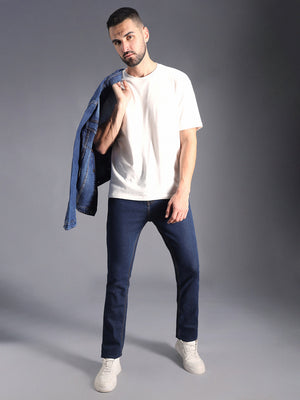 Men Straight Fit Slash Knee Jeans