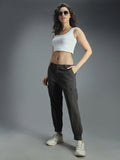 Women Relaxed Straight Leg High-Rise Plain Joggers