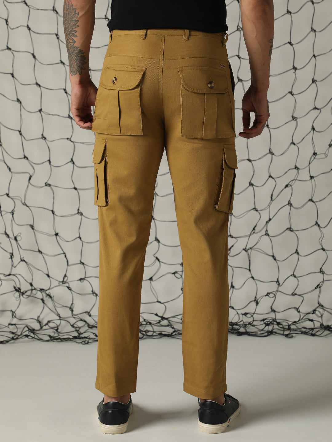 Hubberholme Men Khaki Slim Fit Cargos Trousers