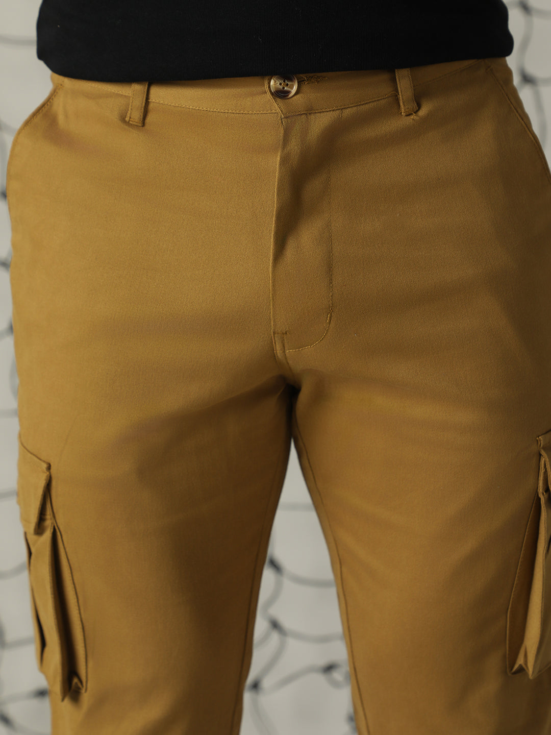 Hubberholme Men Khaki Slim Fit Cargos Trousers