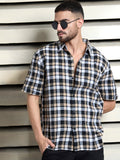 Men Cotton Spread Collar Short Sleeves Relaxed Fit Casual Shirt
