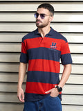 Men Cotton  Striped Short Sleeves Polo neck casual  Tshirt