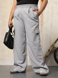 High Star Women Solid Wide Leg Korean Trousers