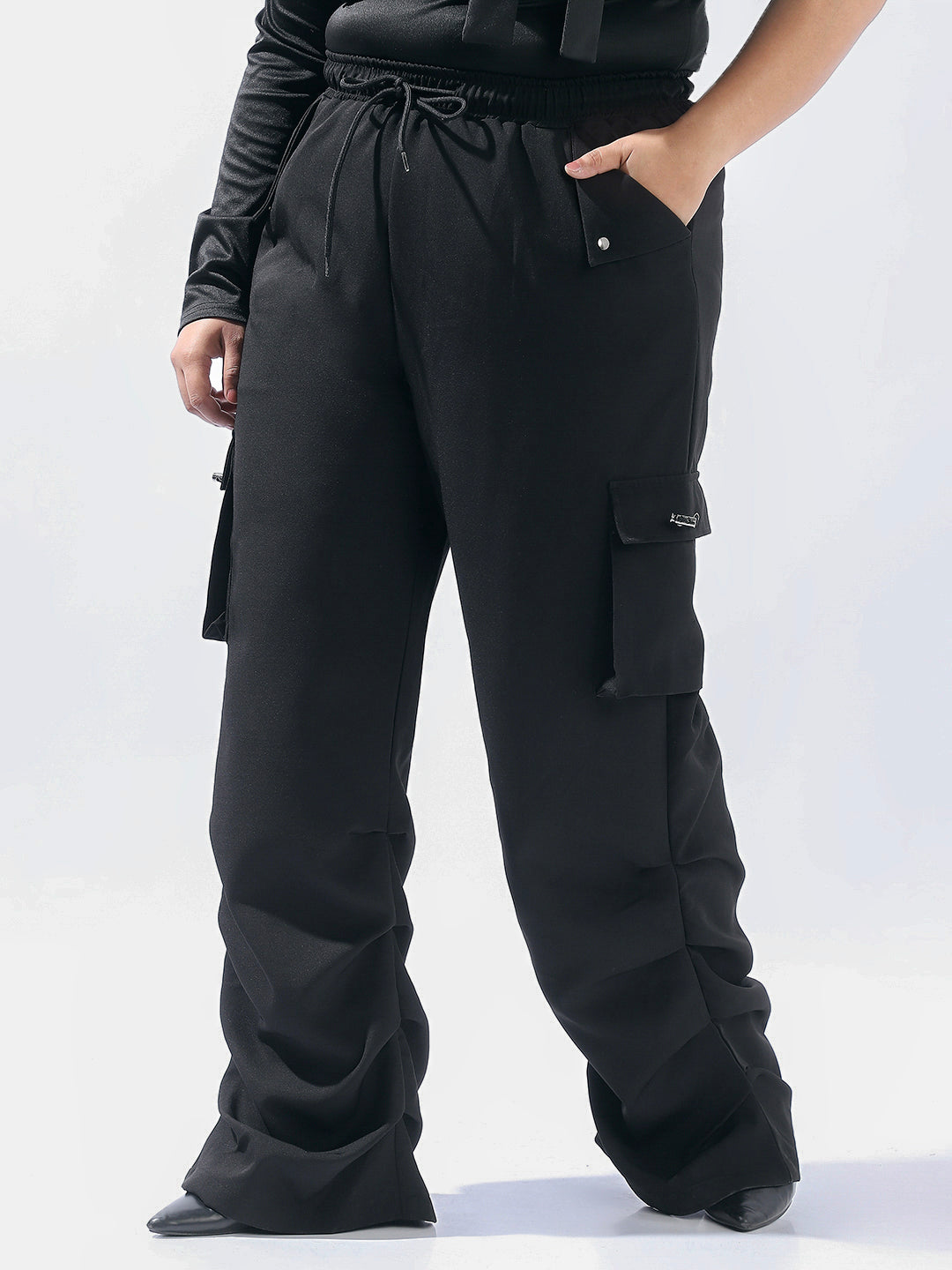 High Star Plus Size Women Wide Leg Solid Korean Trouser