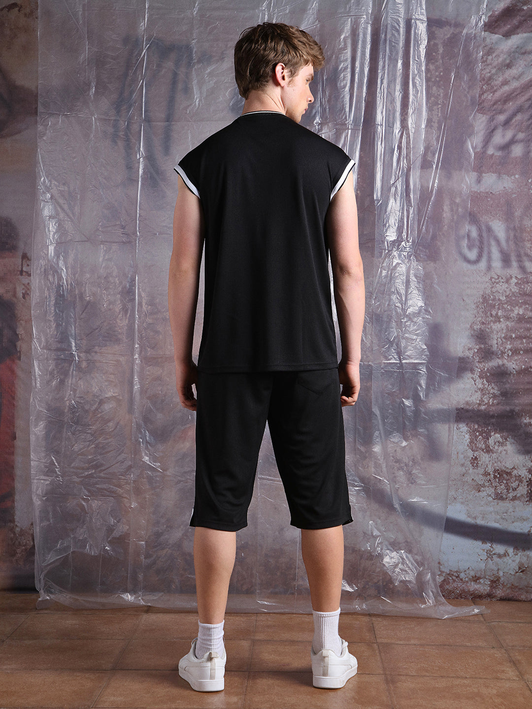 Hubberholme Men Printed Oversized Crew Neck Sleeveless Co-ord