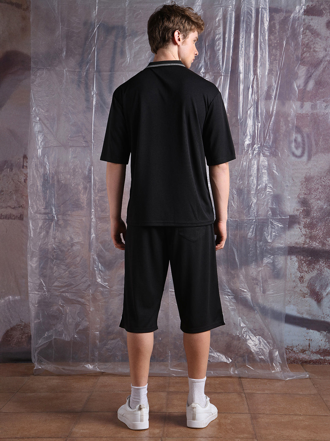 Hubberholme Men Streetletics Printed T-Shirt & Shorts Oversized fit Mesh Co-ord Set