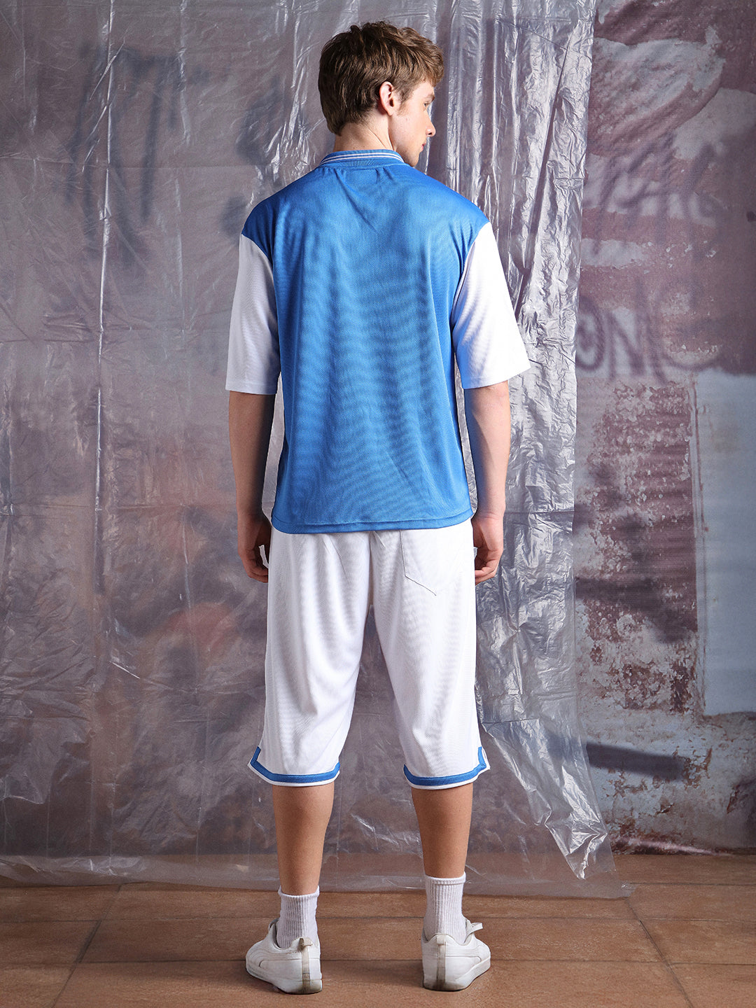 Hubberholme Men Streetletics Printed T-Shirt & Shorts Oversized fit Mesh Co-ord Set