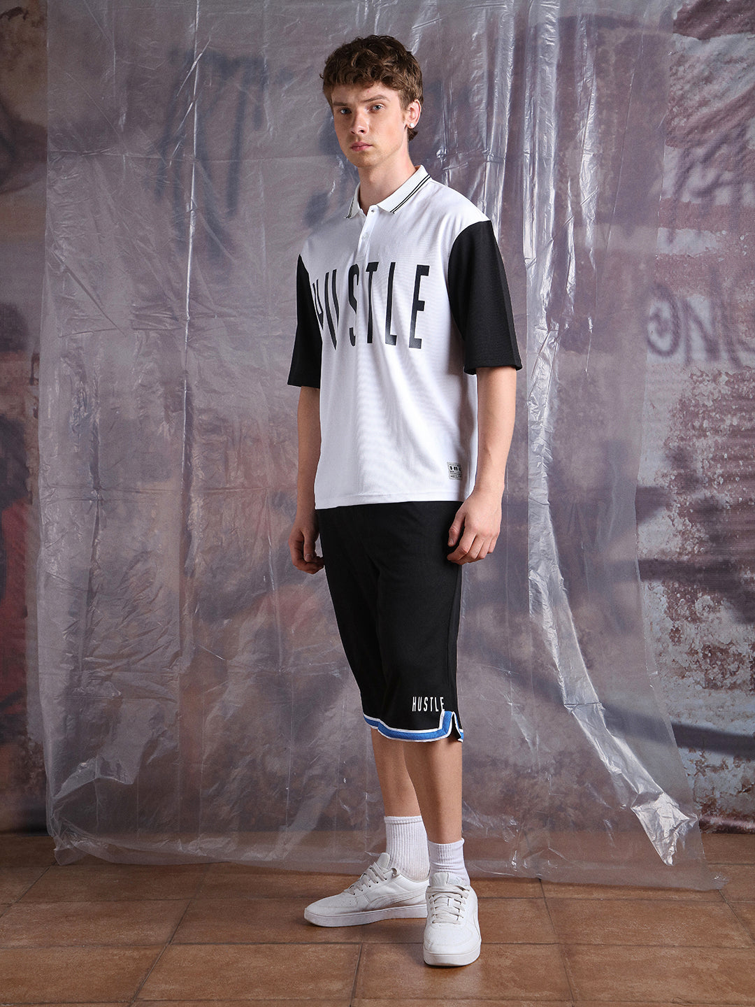 Hubberholme Men Streetletics Printed T-Shirt & Shorts Oversized fit Mesh Co-ord Set