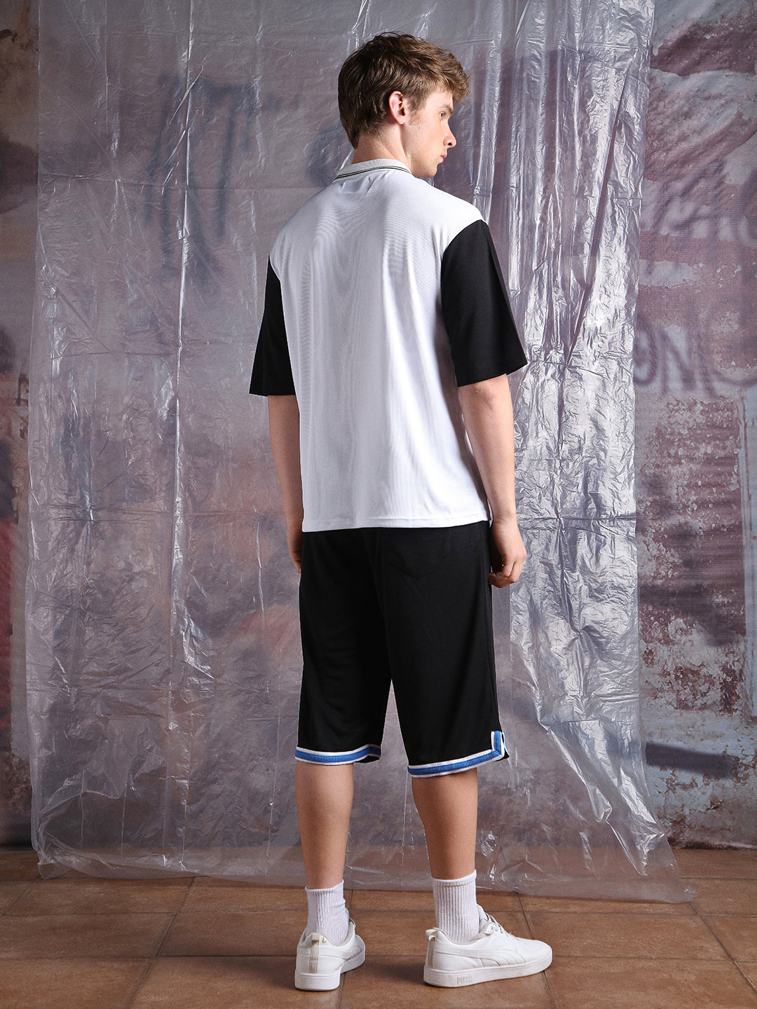 Hubberholme Men Streetletics Printed T-Shirt & Shorts Oversized fit Mesh Co-ord Set