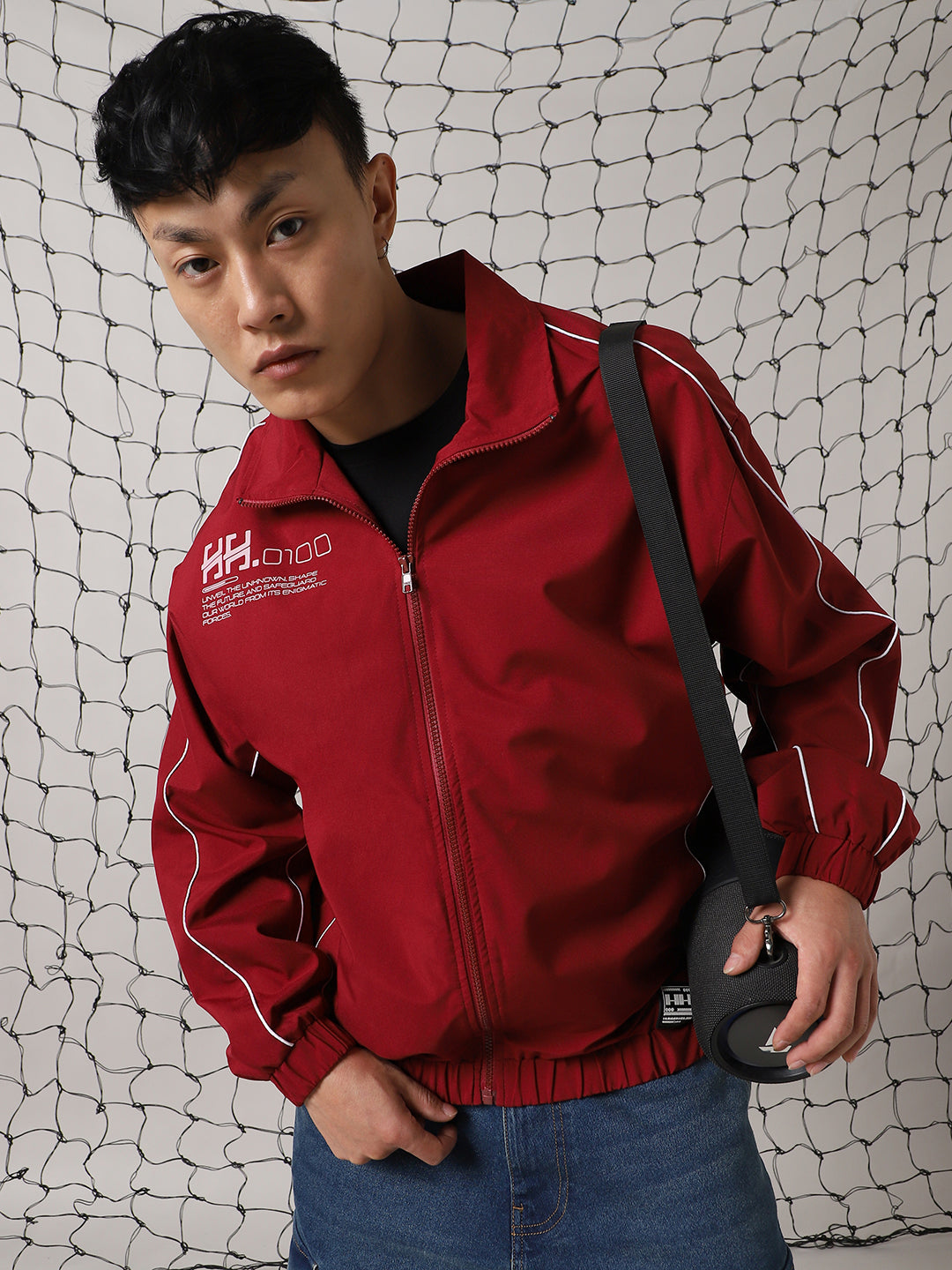 Hubberholme Men Geometric Lightweight Bomber Jacket