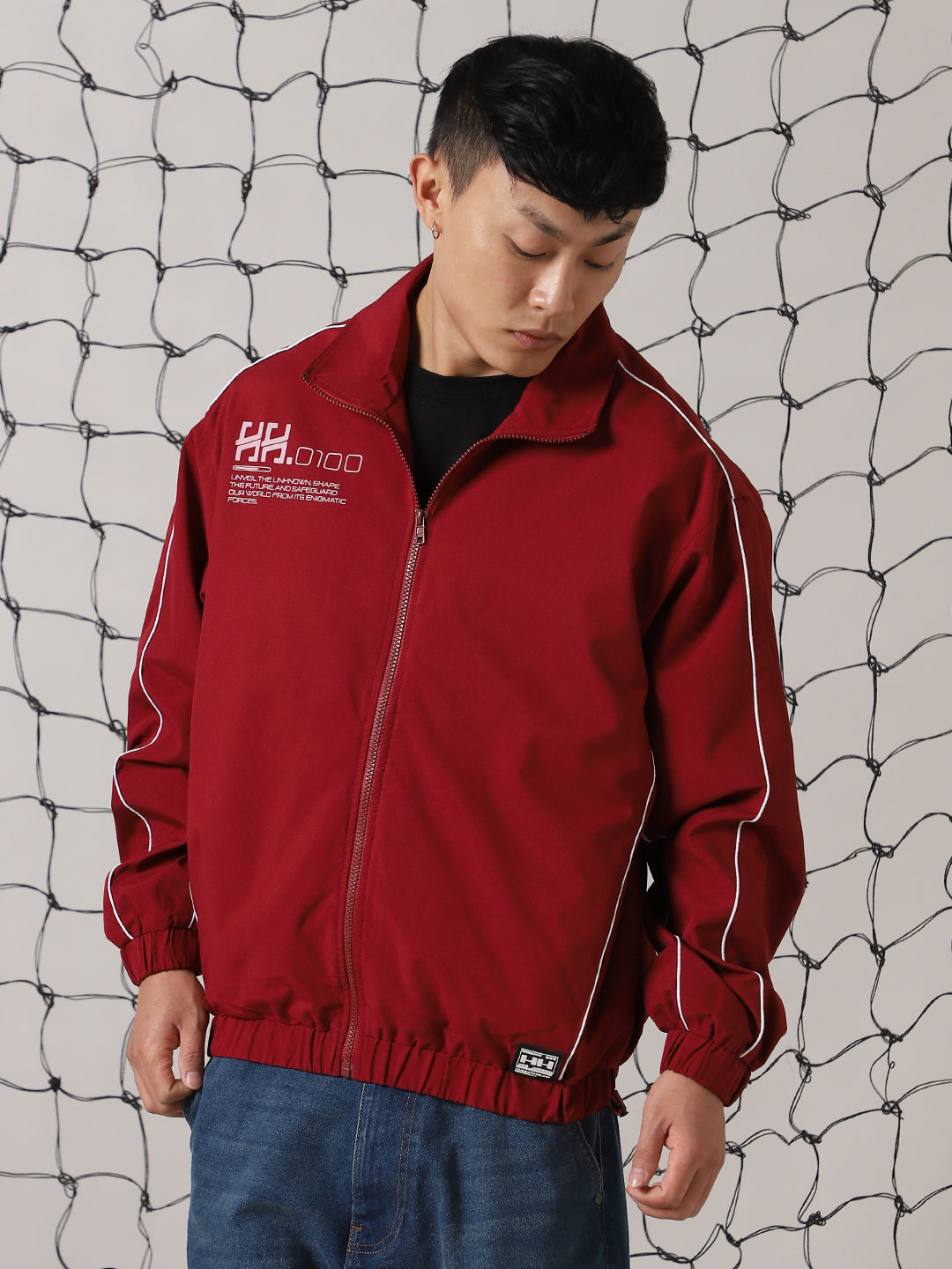 Hubberholme Men Geometric Lightweight Bomber Jacket