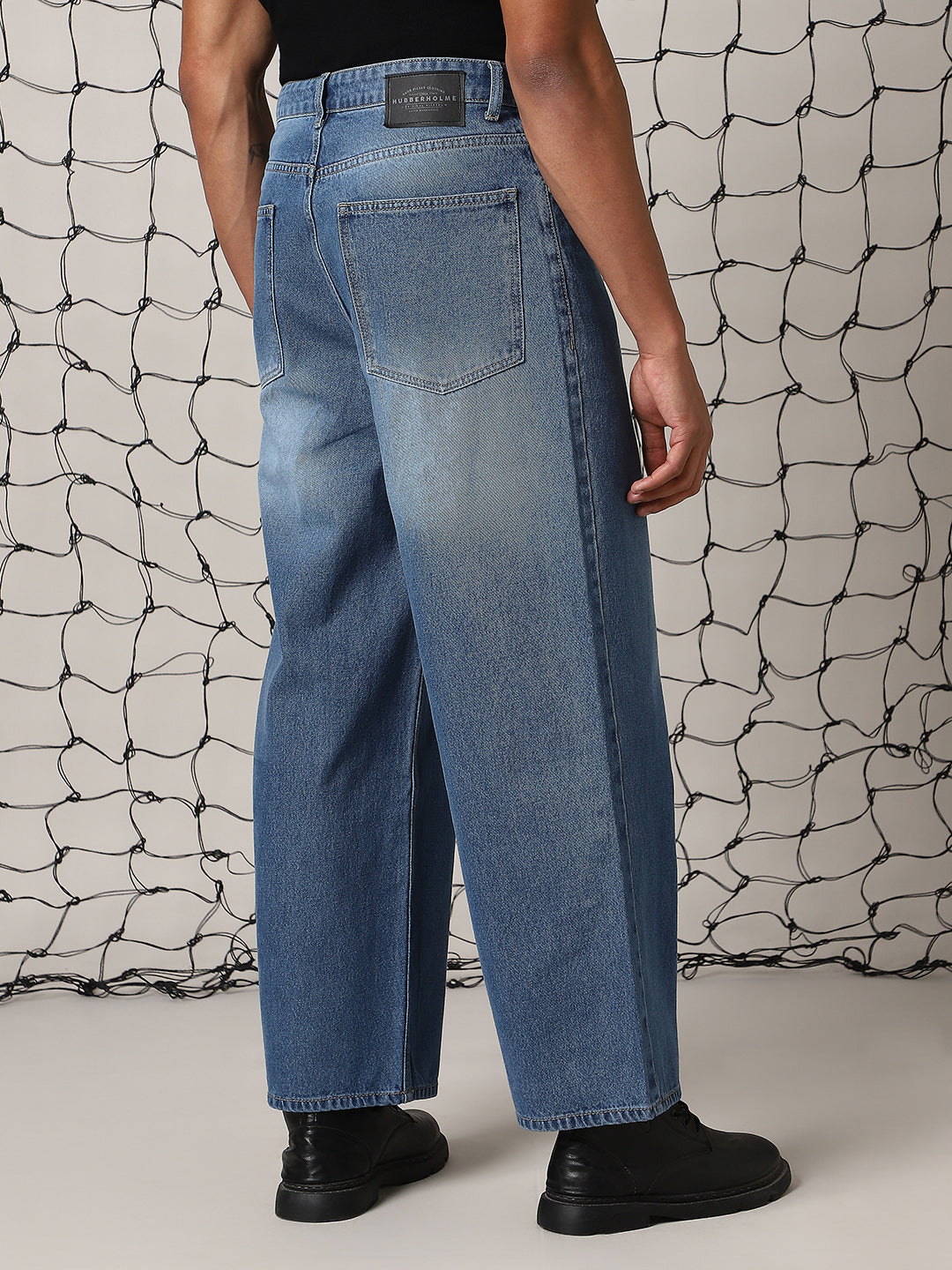 Hubberholme Men Mid-Rise Loose Baggy Fit Light Fade Cotton Jeans
