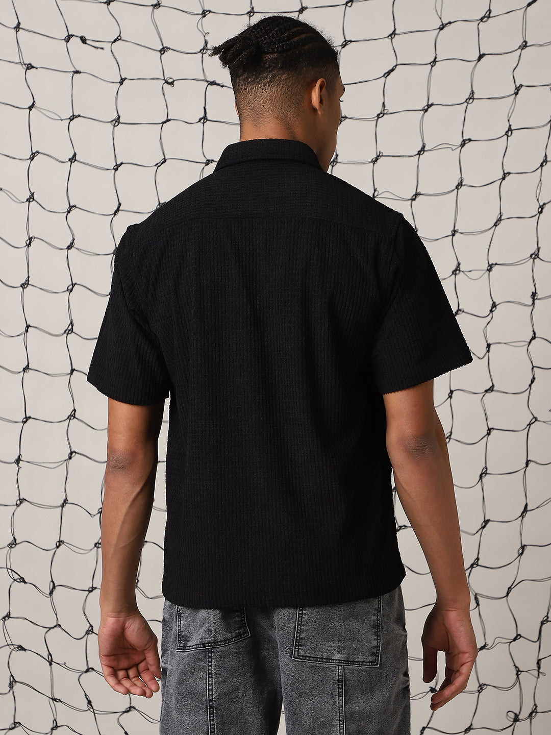 Hubberholme Men Classic Fit Textured Oversized Casual Shirt
