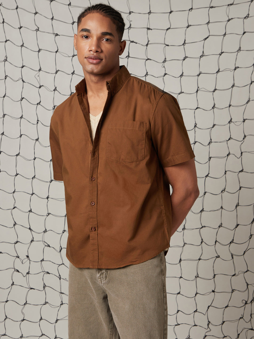 Hubberholme Button-Down Collar Pure Cotton Oversized Casual Shirt