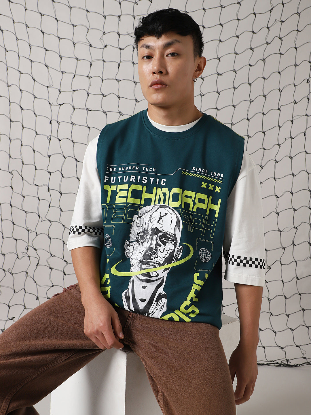 Hubberholme Men Printed Phygital Graphic Sleeveless Vest Relazed Fit T-shirt