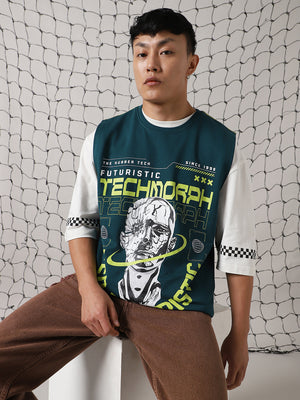 Hubberholme Men Printed Phygital Graphic Sleeveless Vest Relazed Fit T-shirt