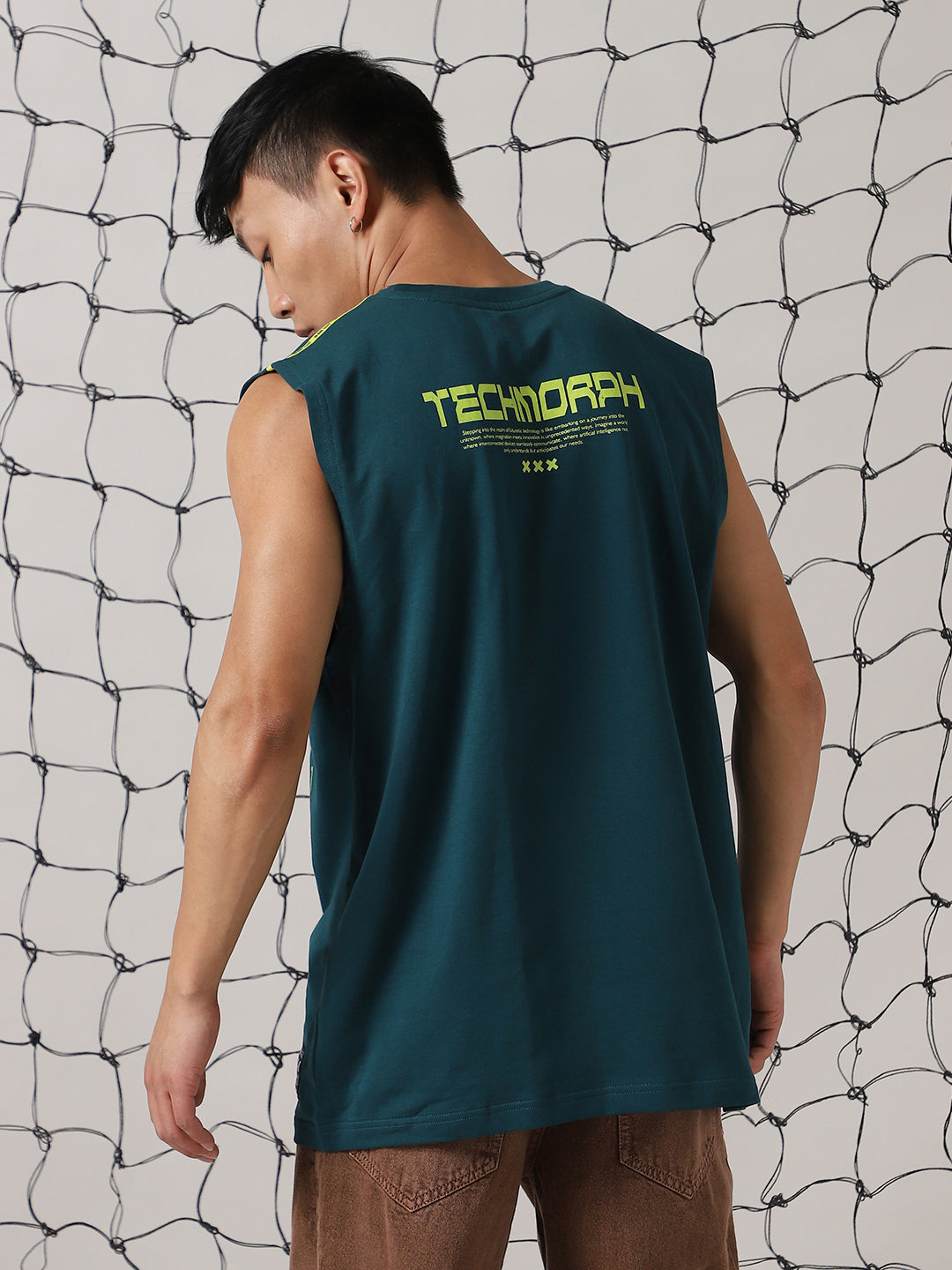 Hubberholme Men Printed Phygital Graphic Sleeveless Vest Relazed Fit T-shirt