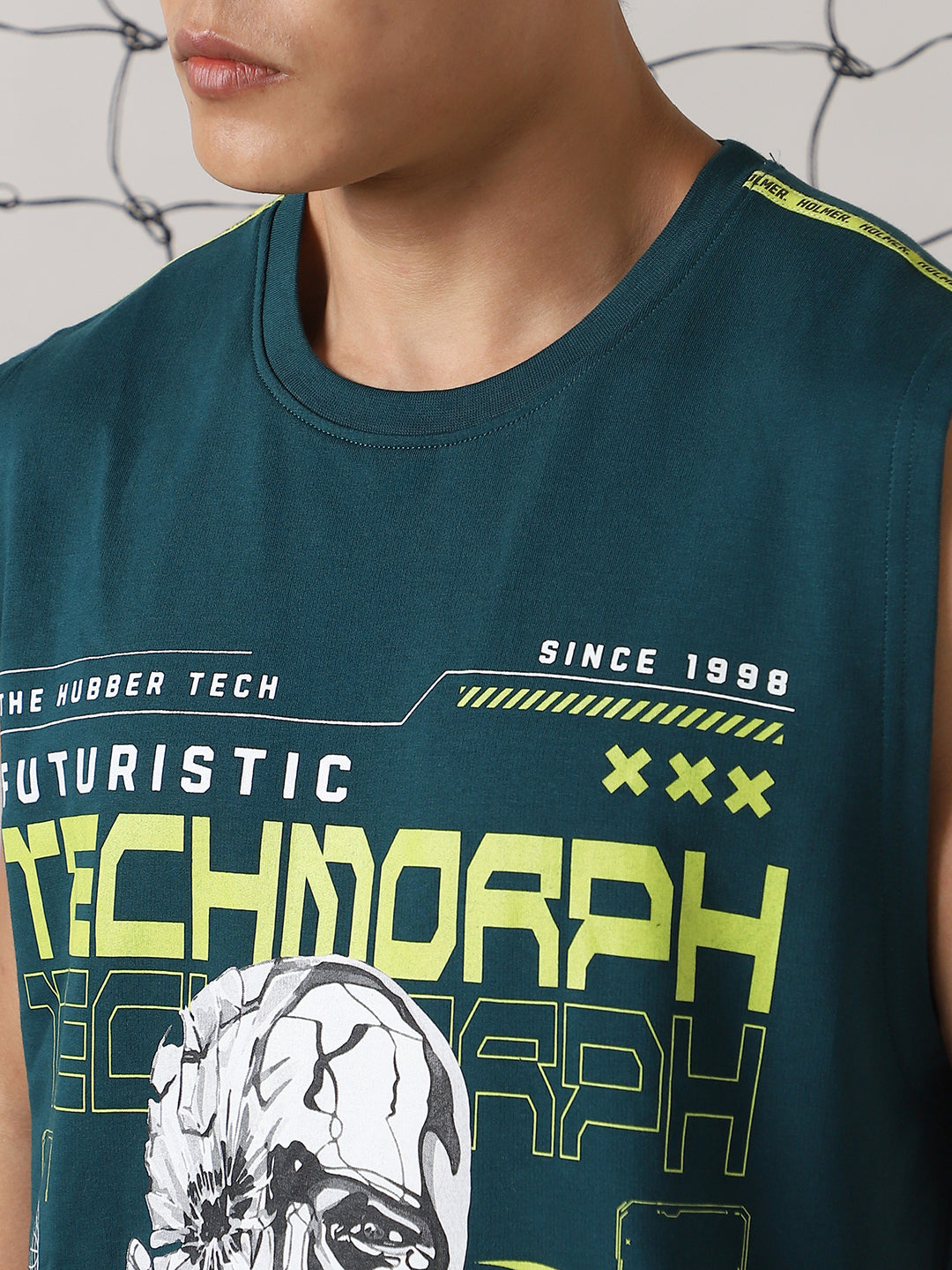 Hubberholme Men Printed Phygital Graphic Sleeveless Vest Relazed Fit T-shirt