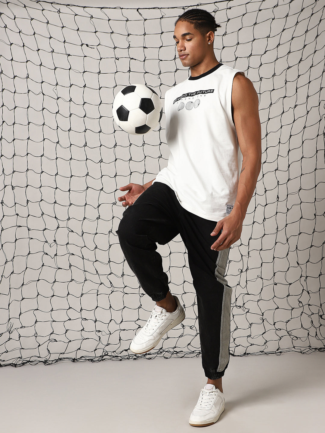 Hubberholme Men Graphic Printed Round Neck Cotton Oversized Vest Sleeveless T-shirt