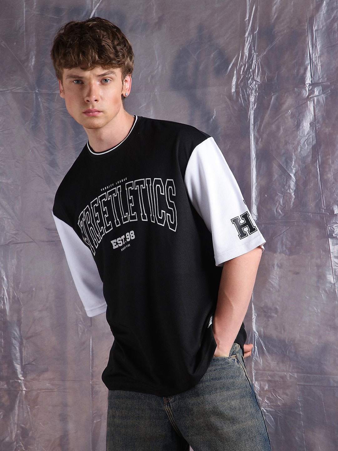 Hubberholme Men Streetletics Typography Printed Round Neck Relaxed Fit Mesh T-shirt