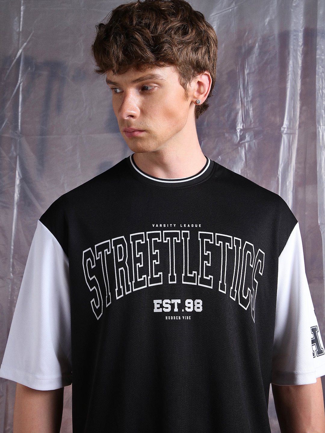 Hubberholme Men Streetletics Typography Printed Round Neck Relaxed Fit Mesh T-shirt