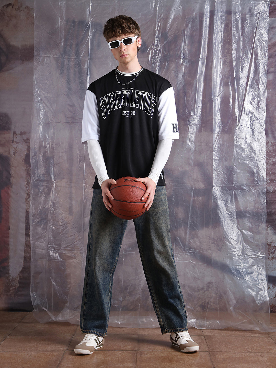 Hubberholme Men Streetletics Typography Printed Round Neck Relaxed Fit Mesh T-shirt