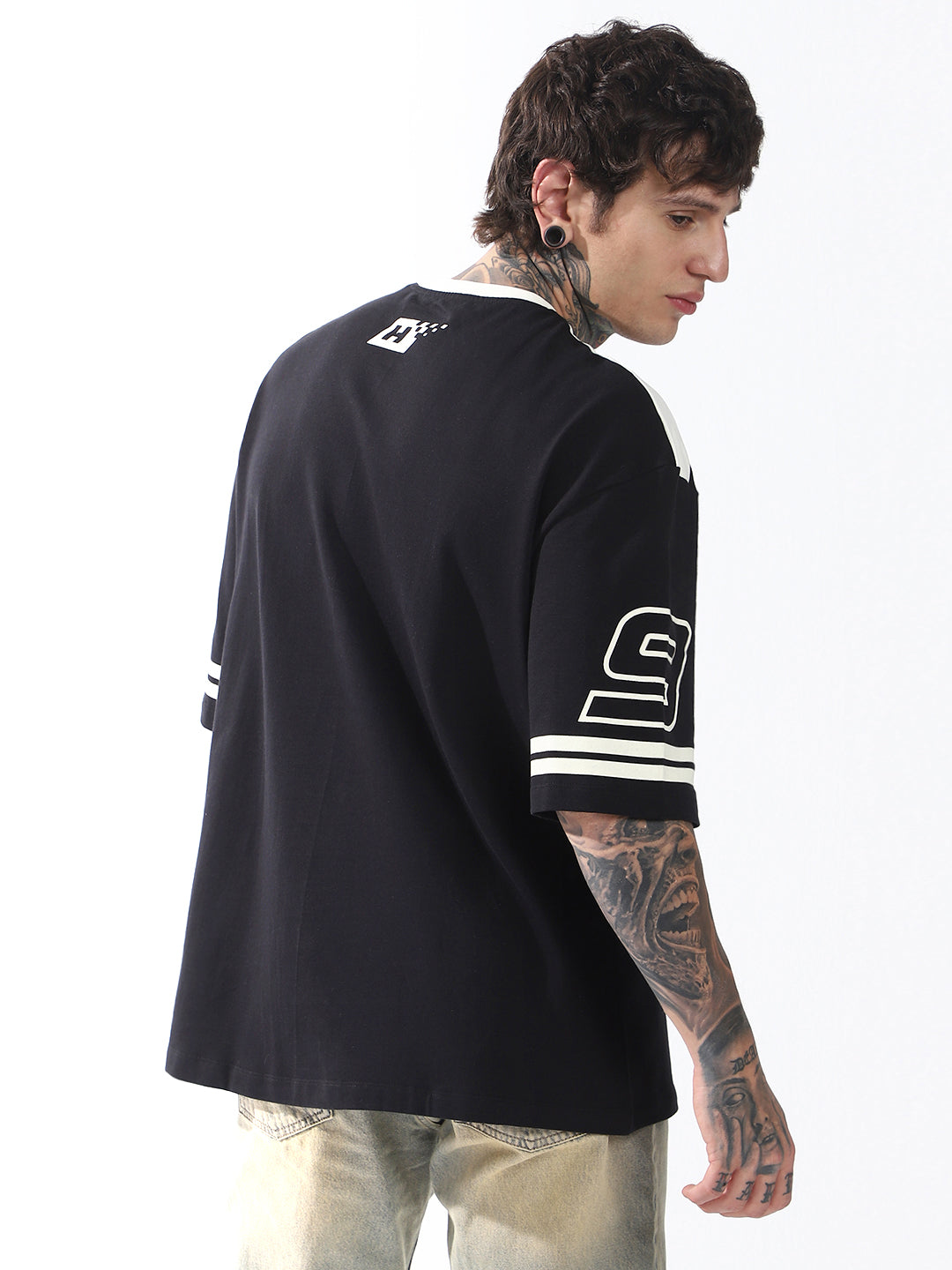 Hubberholme Men Typography Printed Round Neck Cotton Oversized T-shirt
