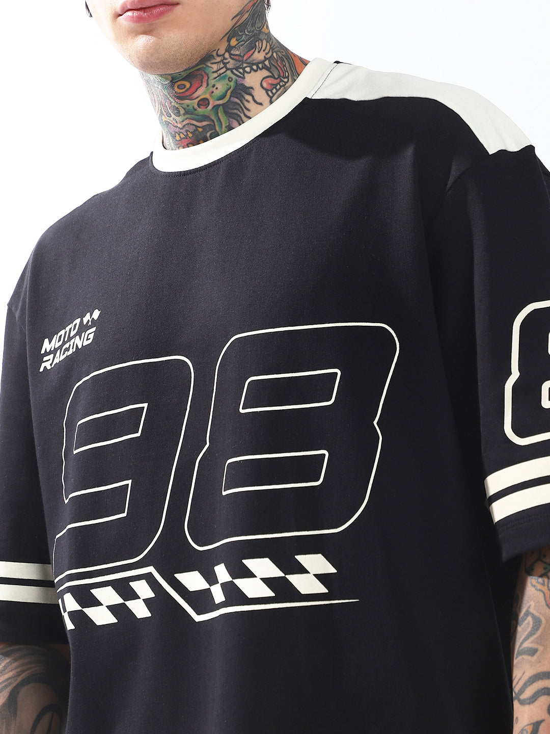 Hubberholme Men Typography Printed Round Neck Cotton Oversized T-shirt