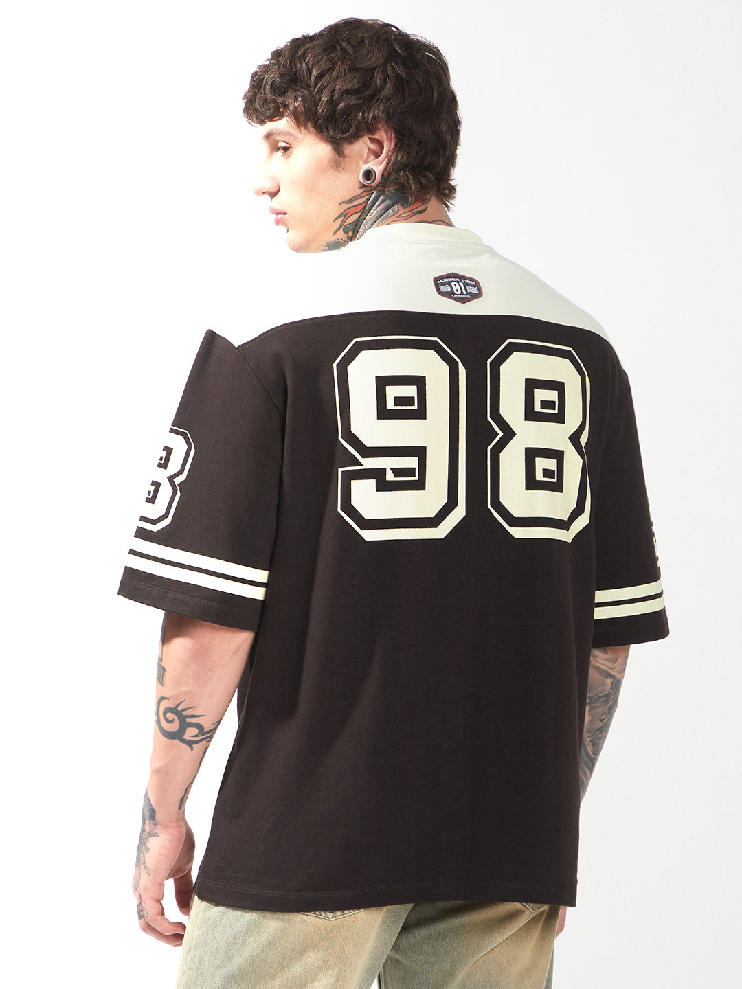 Hubberholme Men Typography Printed Round Neck Cotton Oversized T-shirt