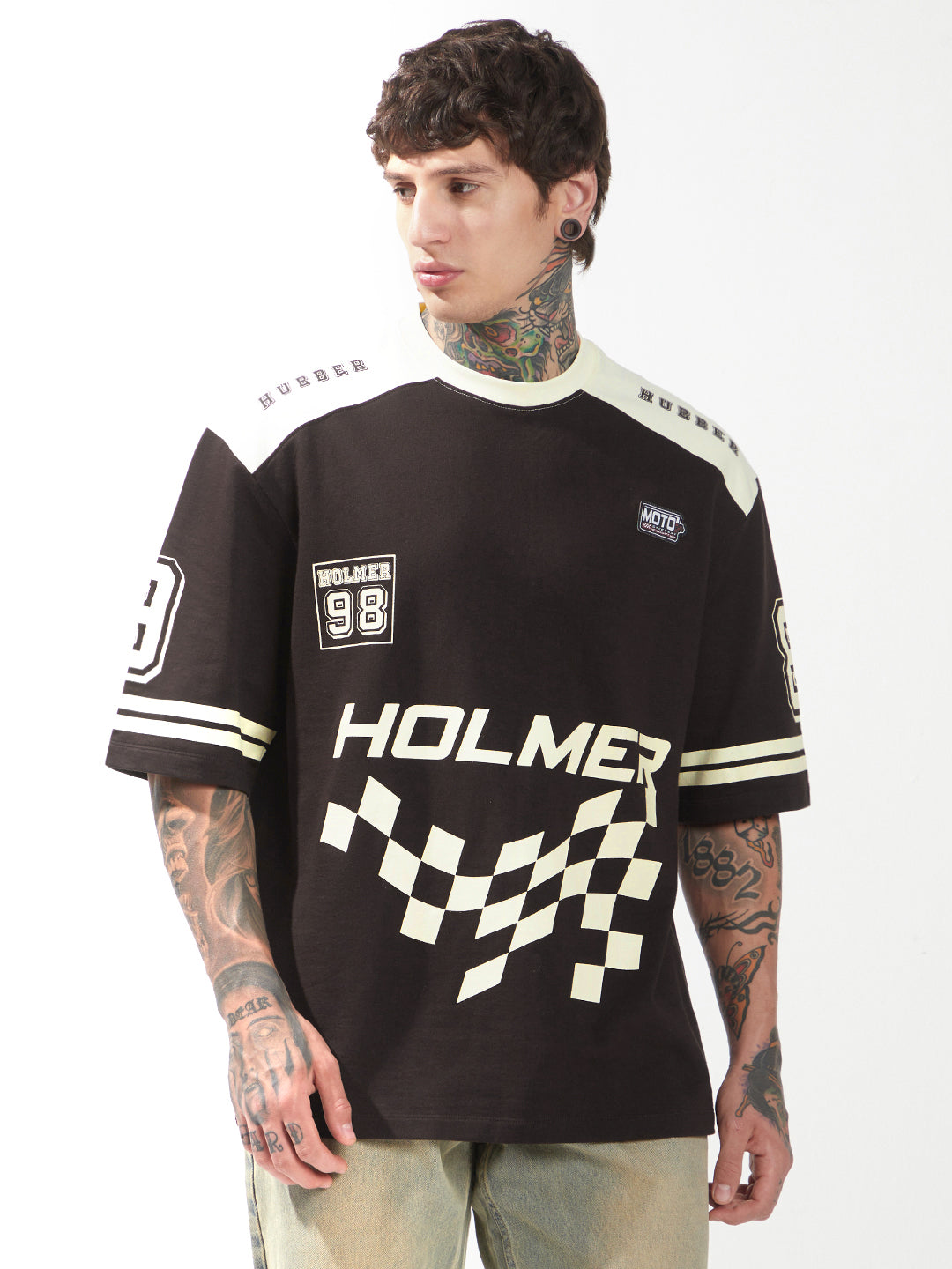 Hubberholme Men Typography Printed Round Neck Cotton Oversized T-shirt