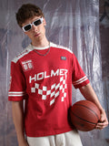 Hubberholme Men Moto Varsity Graphic Printed Oversized Fit T-shirt