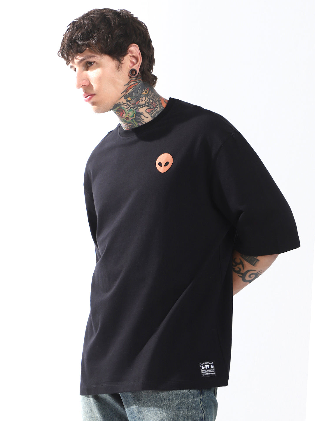 Hubberholme Men Typography Printed Round Neck Cotton Oversized T-shirt