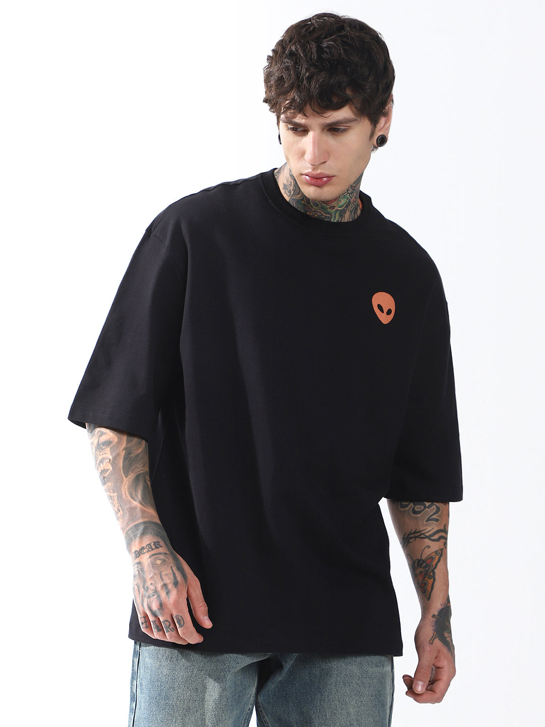 Hubberholme Men Typography Printed Round Neck Cotton Oversized T-shirt