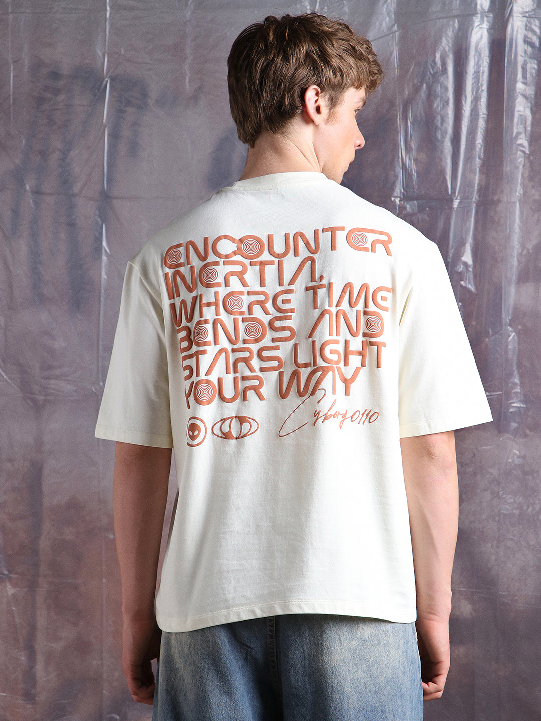 Hubberholme Men Cyborg Graphic Printed Oversized Fit T-shirt