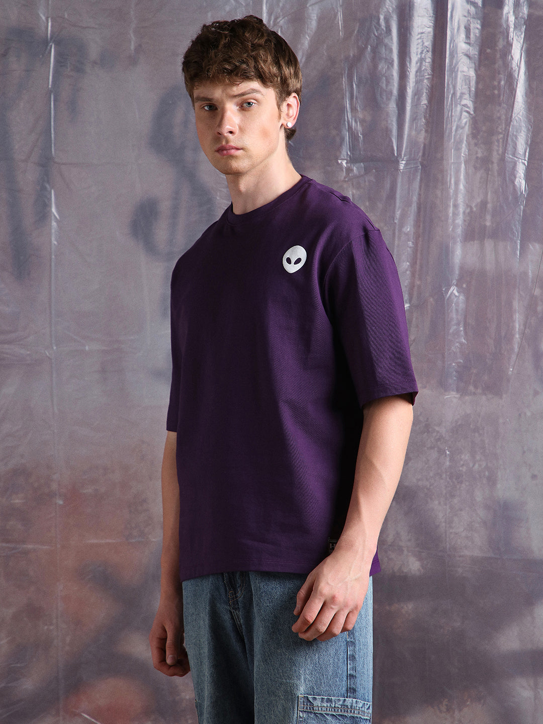 Hubberholme Men Cyborg Graphic Printed Oversized Fit T-shirt